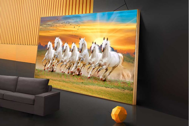 sunrise with seven running horses vastu painting