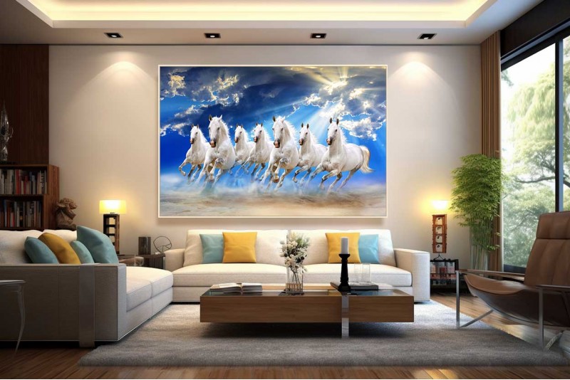 vastu 7 horse seven running horses painting for living room