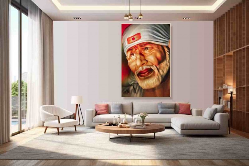 Shirdi Sai Baba Painting On Canvas 213L