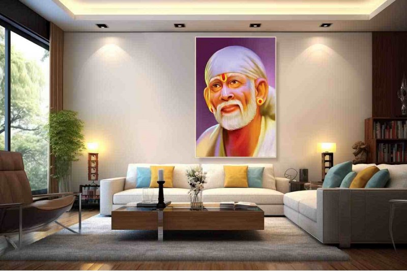 Shirdi Sai Baba Painting On Canvas L
