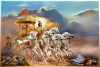 5 horse chariot shri krishna arjun mahabharat paintings
