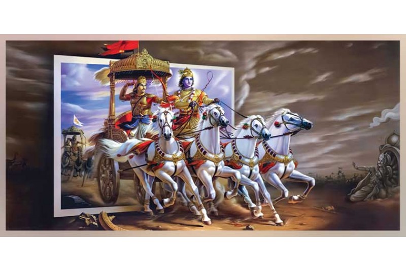 Shri Krishna Arjun painting big size for drawing room 04