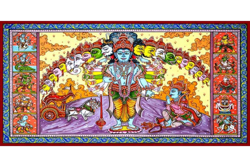 Shri krishna virat swaroop Sri Krishna Arjuna Mural Painting Canvas S