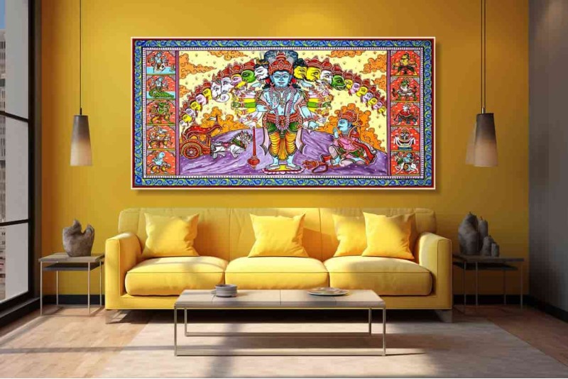Shri krishna virat swaroop Sri Krishna Arjuna Mural Painting Canvas L