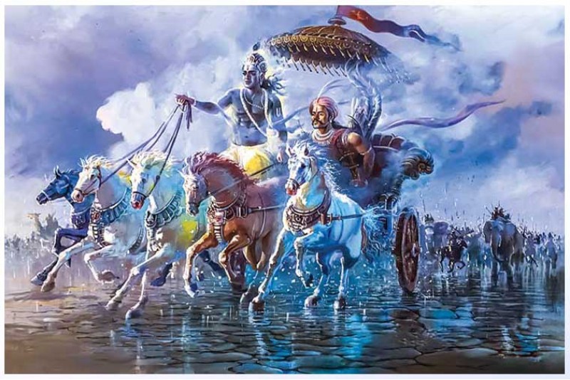 Sri krishna arjun painting gita upodes Krishna on horse chariot L