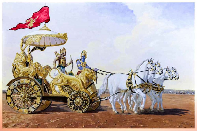 Krishna And Arjun Bhagawad Gita Mahabharat Painting