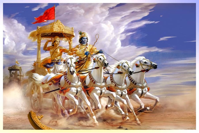 Lord Krishna Arjun on Chariot Mahabrat Painting