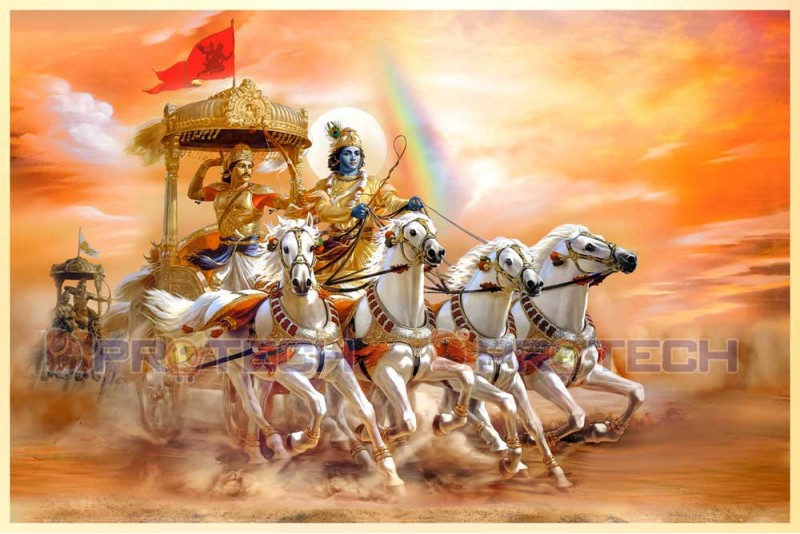 Shri Krishna Arjun Painting Kurukshetra War Geeta Updesh In Hindi गीता-उपदेश