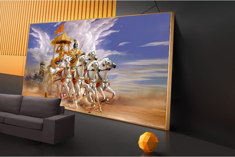 krishna arjuna chariot painting on canvas
