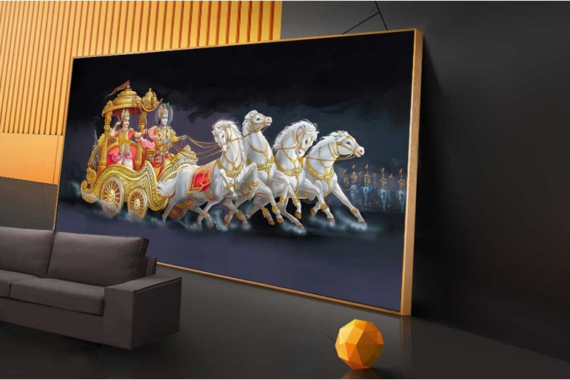 shri krishna arjun painting mahabharat wall canvas