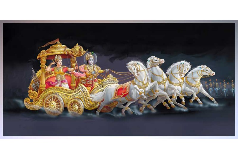 shri krishna arjun painting mahabharat wall canvas