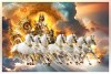 surya dev with seven running horses chariot painting on canvas