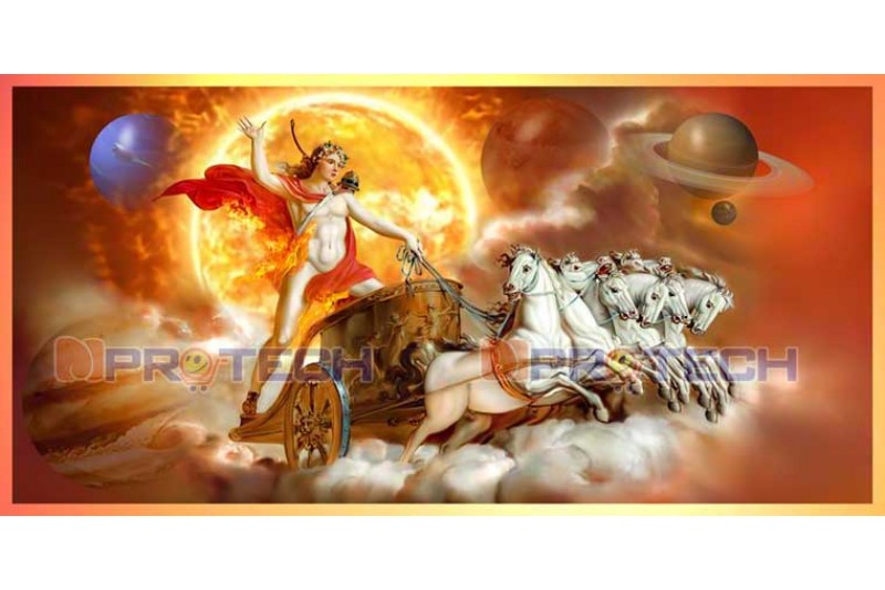 002 Surya Dev With 7 running Horses Chariot Painting Right L
